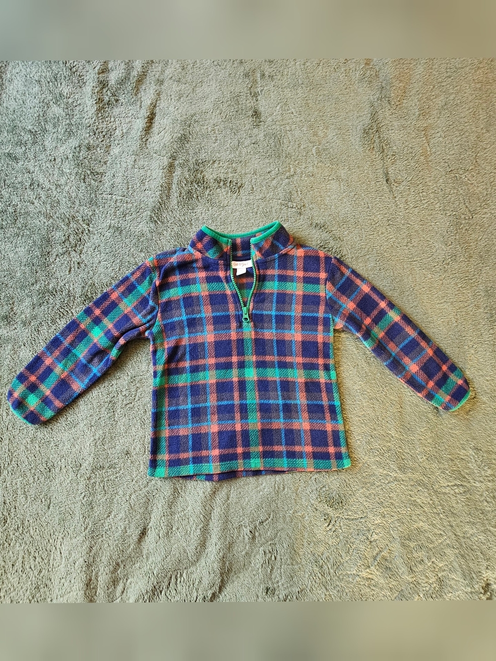 Cat & Jack Plaid Quarter Zip Fleece Pullover Kids 4T Warm Cozy Fall Sweatshirt